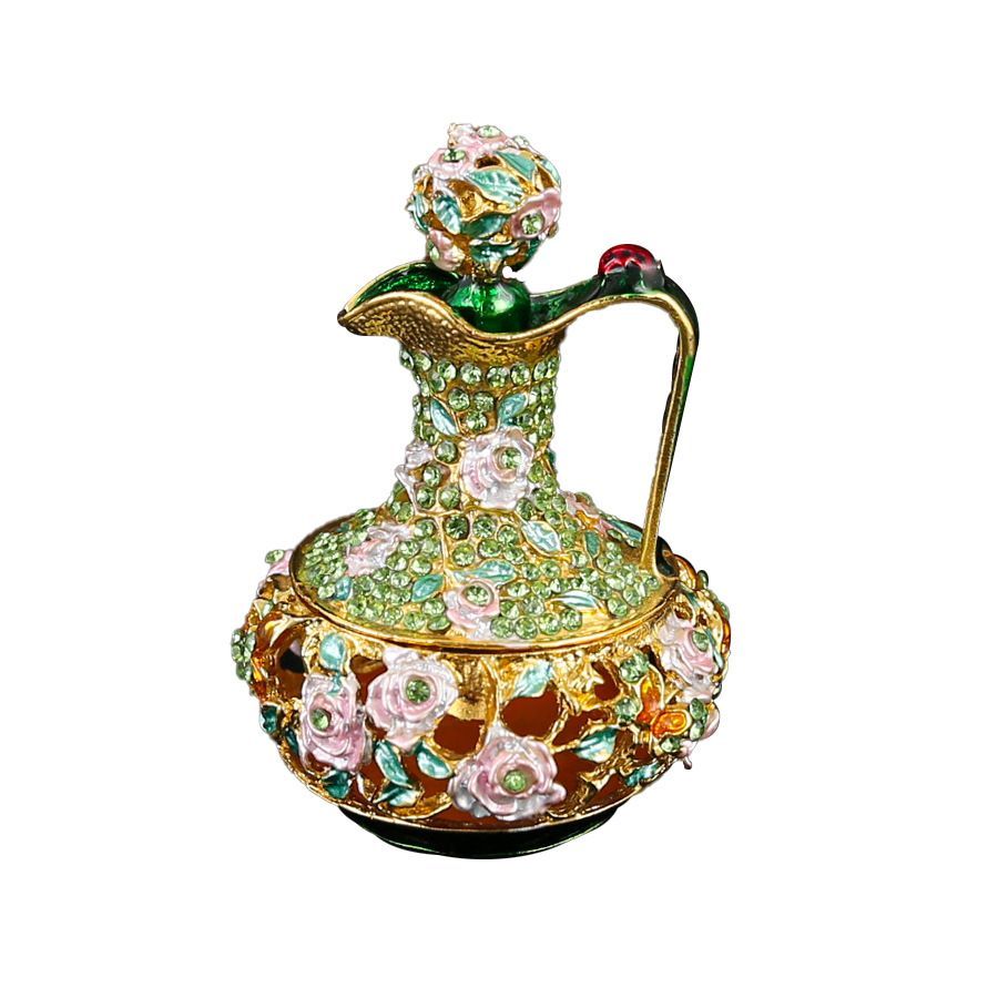 新品未使用 金属工芸品七宝焼インテリア 高さ付き茶器付きジュエリー