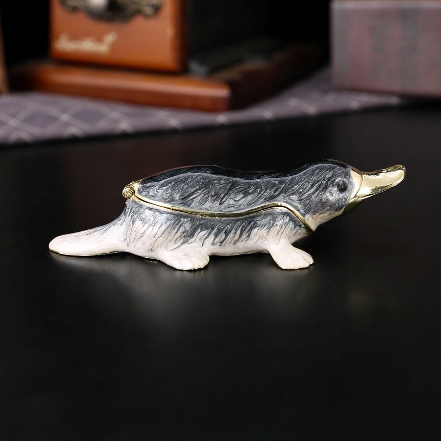 七宝焼　共箱あり 新品未使用 個性的動物型金属製ジュエリーボックス 3D 立体宝石箱