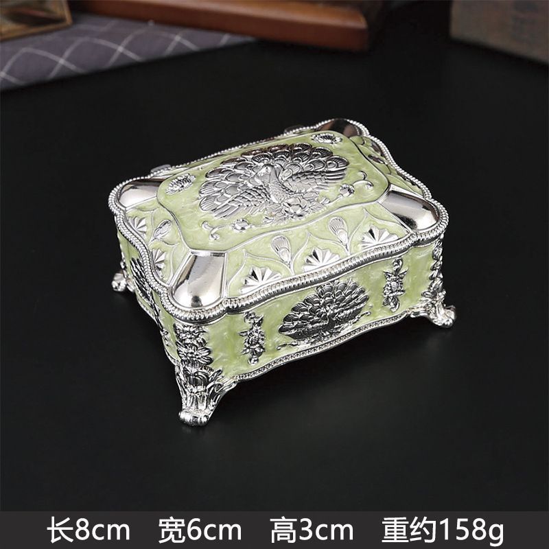 新品未使用 新作欧風金属製四角形孔雀柄ジュエリーボックス 高級結婚式