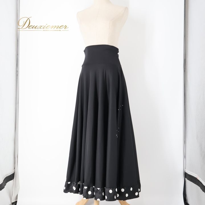 フラメンコ 衣装 ファルダ スカート ブラック系 水玉 ドット柄