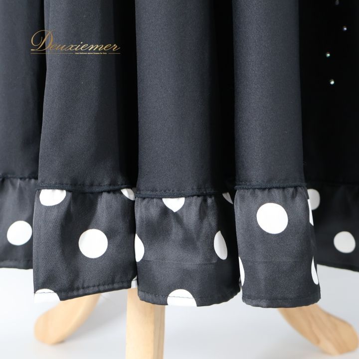 フラメンコ 衣装 ファルダ スカート ブラック系 水玉 ドット柄