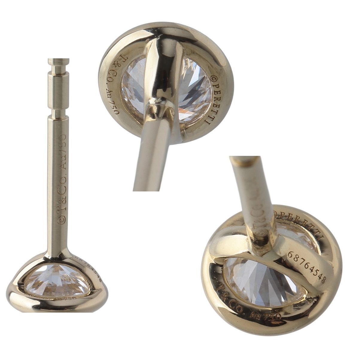 ティファニー ダイヤ ピアス バイザヤード 約0.20ct×2 シリアルあり 枠