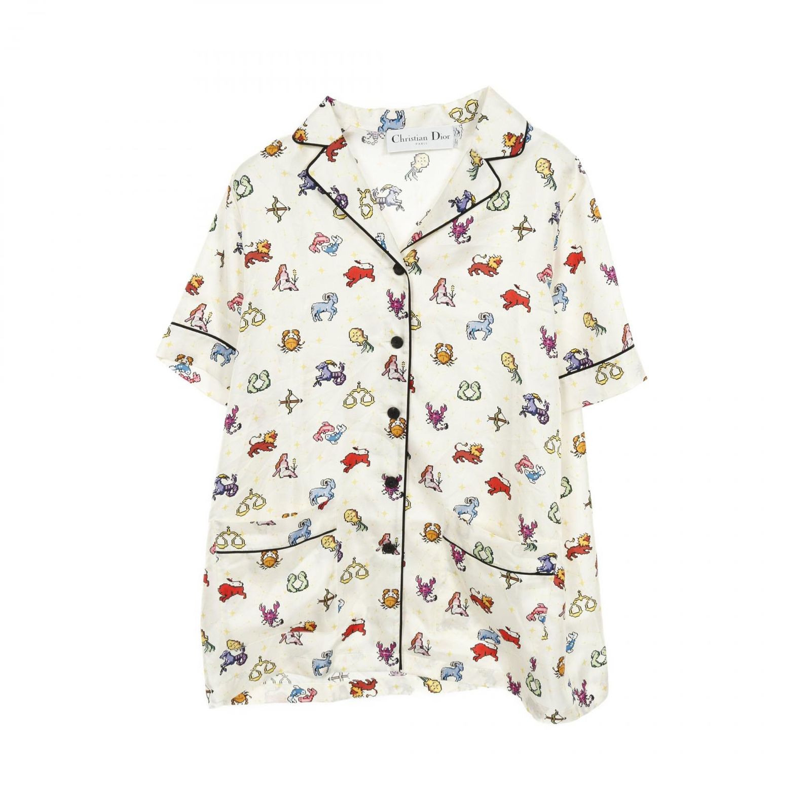 ディオール Dior ゾディアック ピクセル シルク シャツ レディース