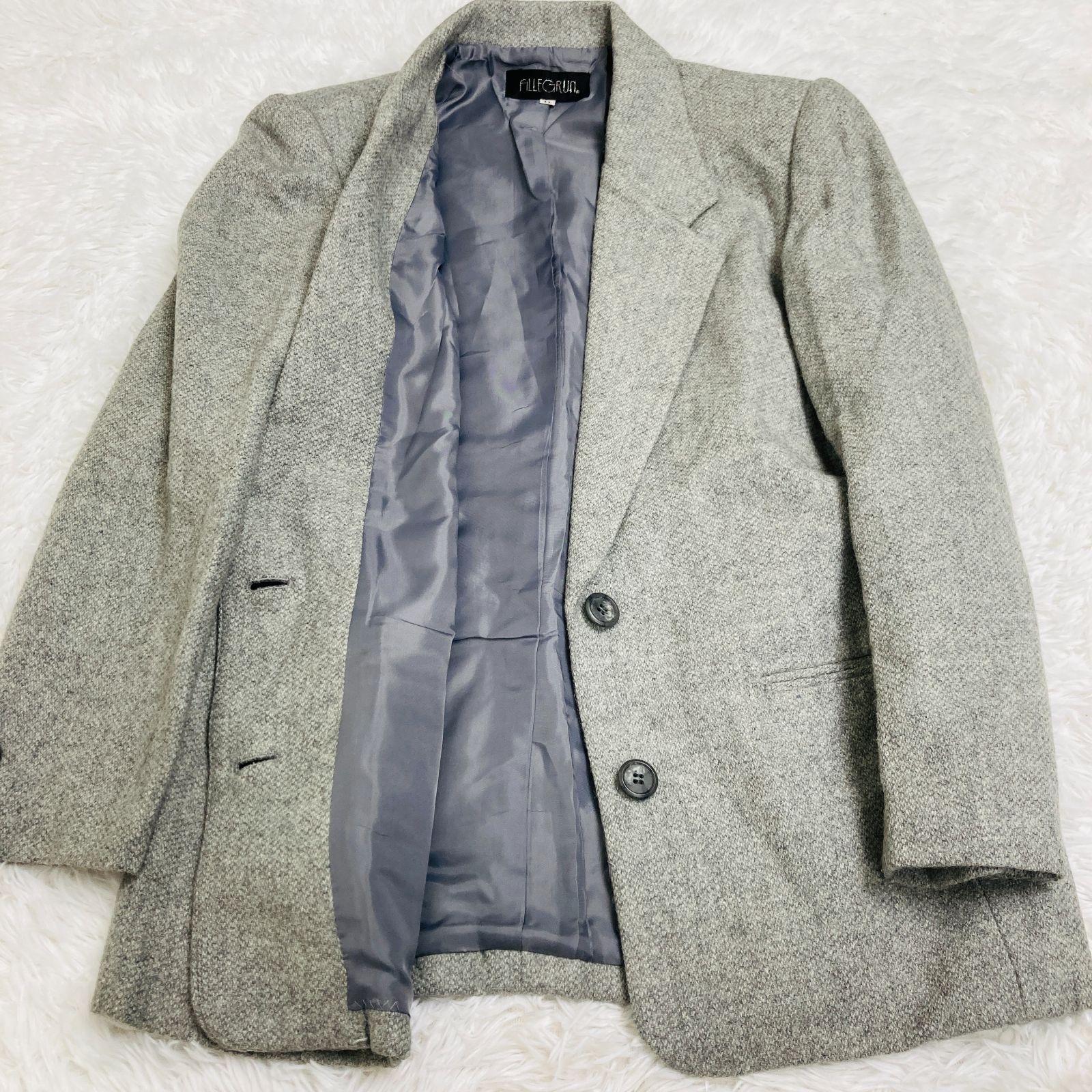 ALLEGRUN ウール テーラードジャケット グレー レディース 0177K
