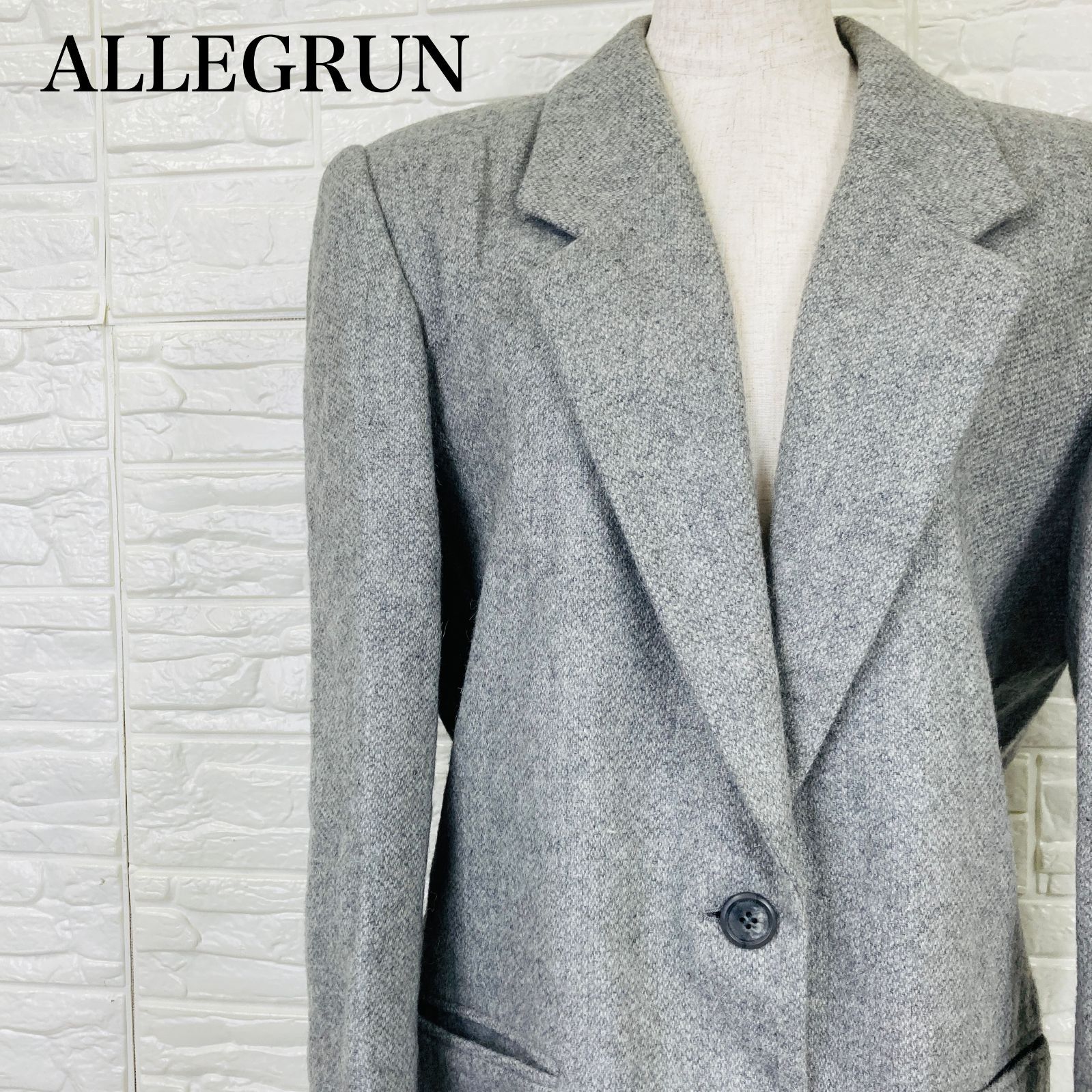 ALLEGRUN ウール テーラードジャケット グレー レディース 0177K