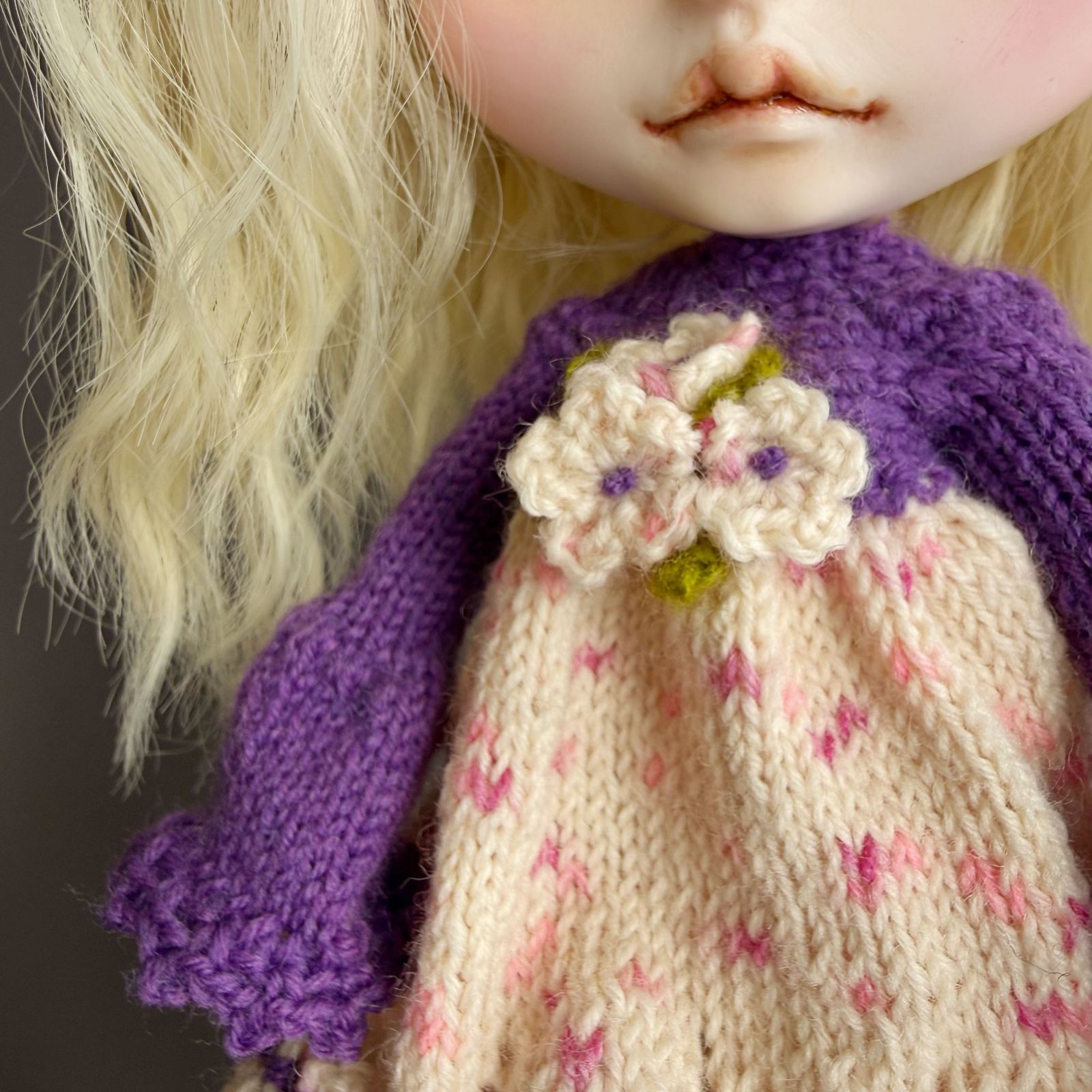 1/6 アウトフィット ワンピース+帽子 ニット パープル ブライス リカ