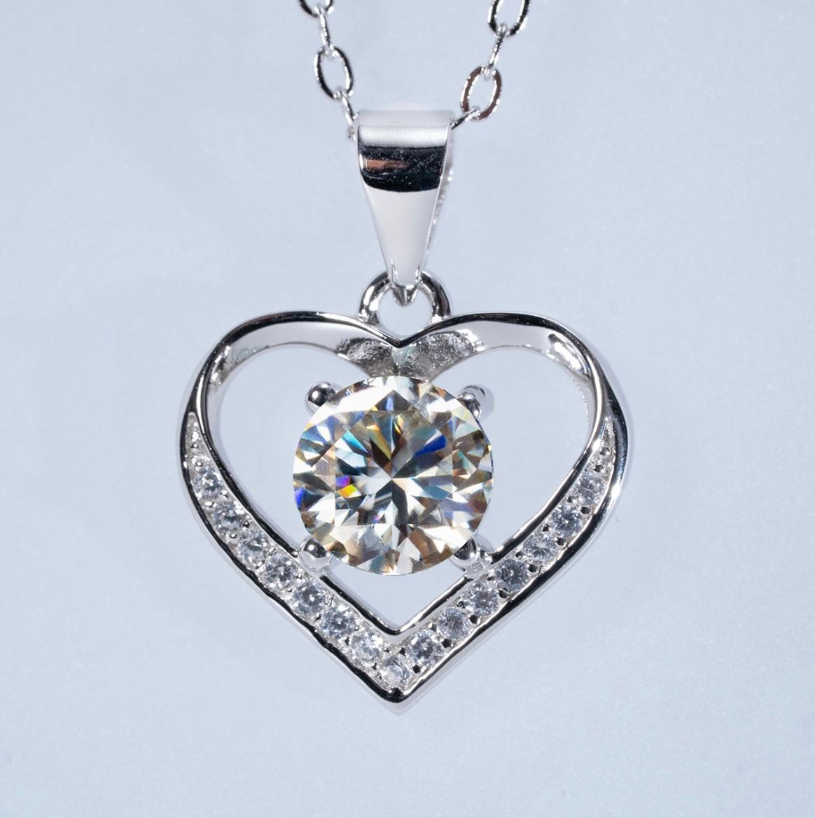 究極◇1ct モアサナイト ハート ネックレス シルバー925◇ペンダント