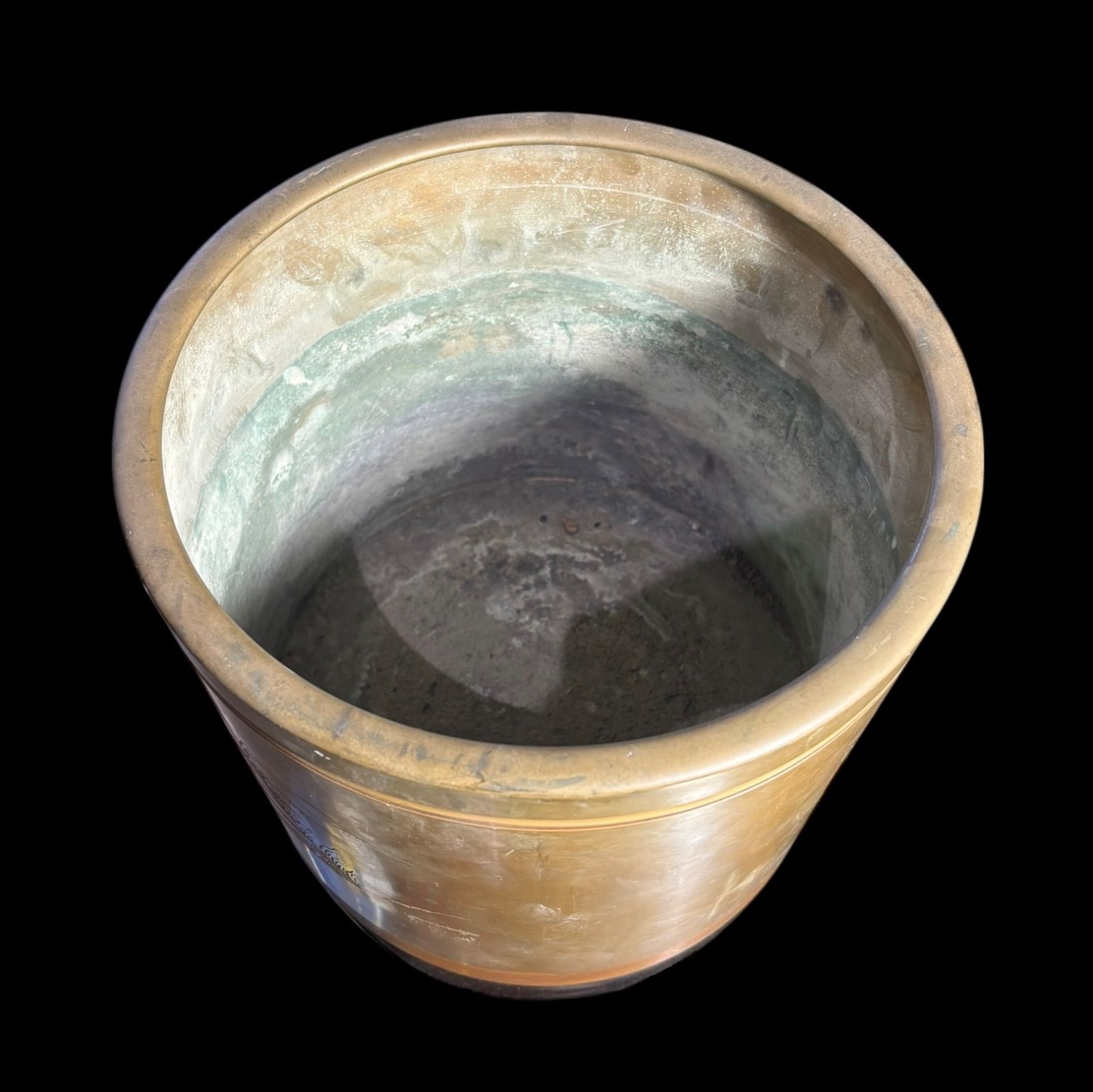 銅火鉢 松山水風景図 火鉢 陶器 時代物 古道具 骨董品 アンティーク