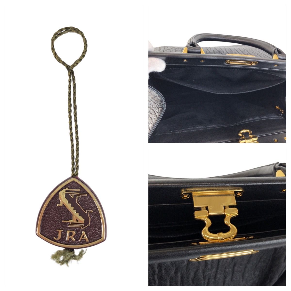 美品 ブラック 黒 ゴールド金具 レザー ハンドバッグ レディース