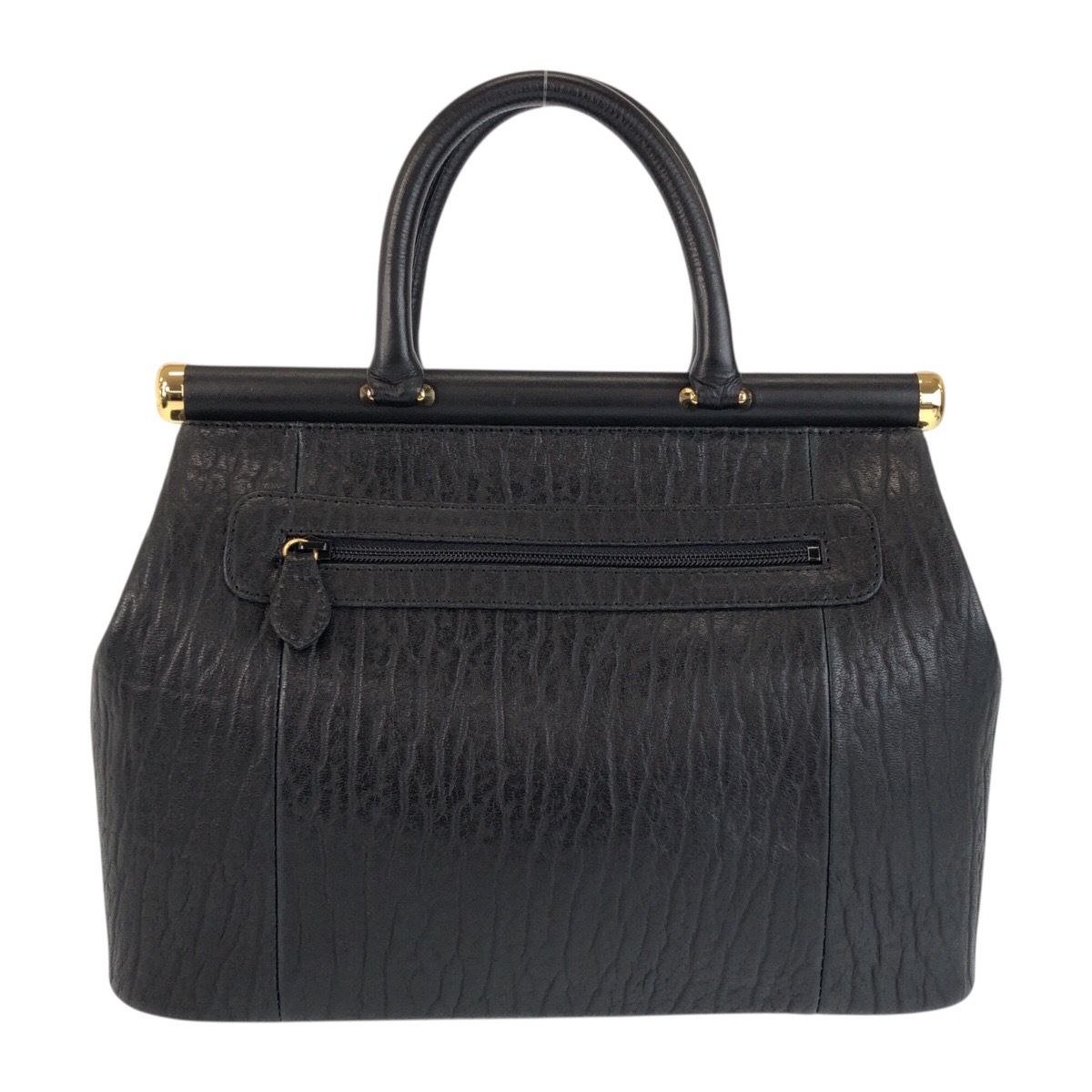 美品 ブラック 黒 ゴールド金具 レザー ハンドバッグ レディース