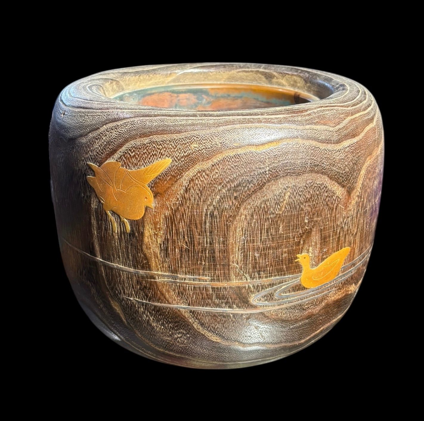 煙草盆　火鉢　骨董 桐火鉢 手あぶり 蒔絵 煙草盆 鳥草花図 火鉢 陶器 時代物 古道具 骨董