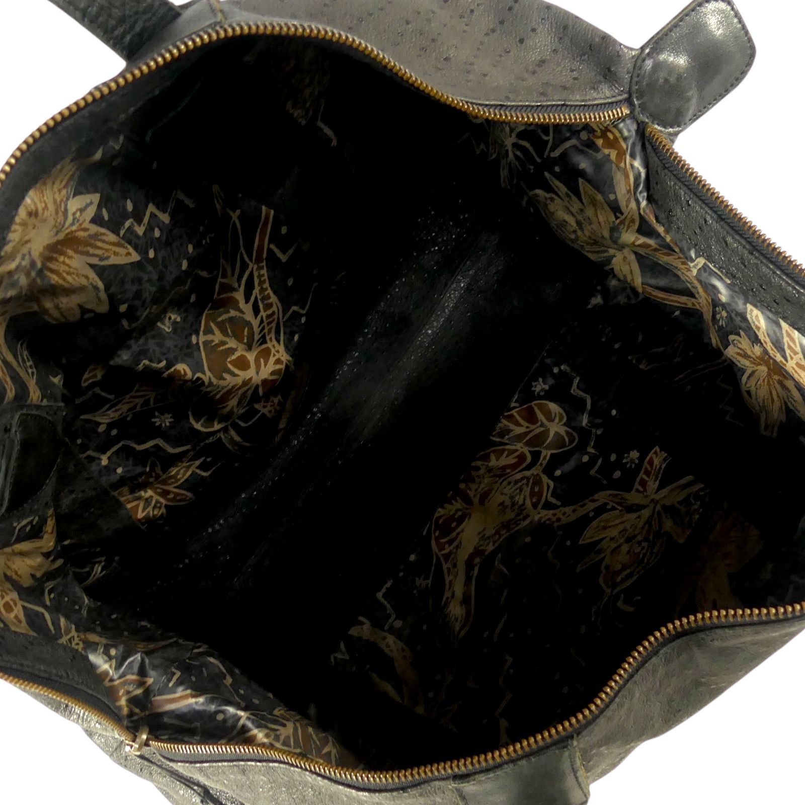 IBIZA イビザ ボストンバッグ 旅行 レザー 本革 黒 オーストリッチ型