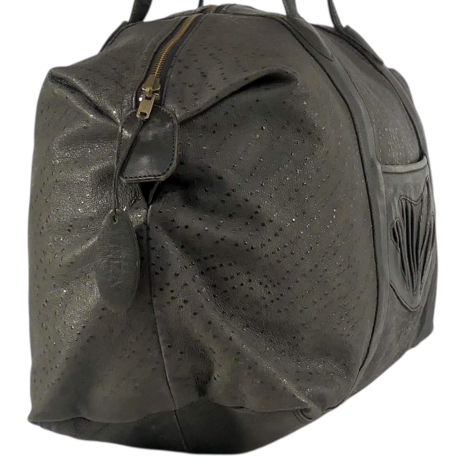 IBIZA イビザ ボストンバッグ 旅行 レザー 本革 黒 オーストリッチ型