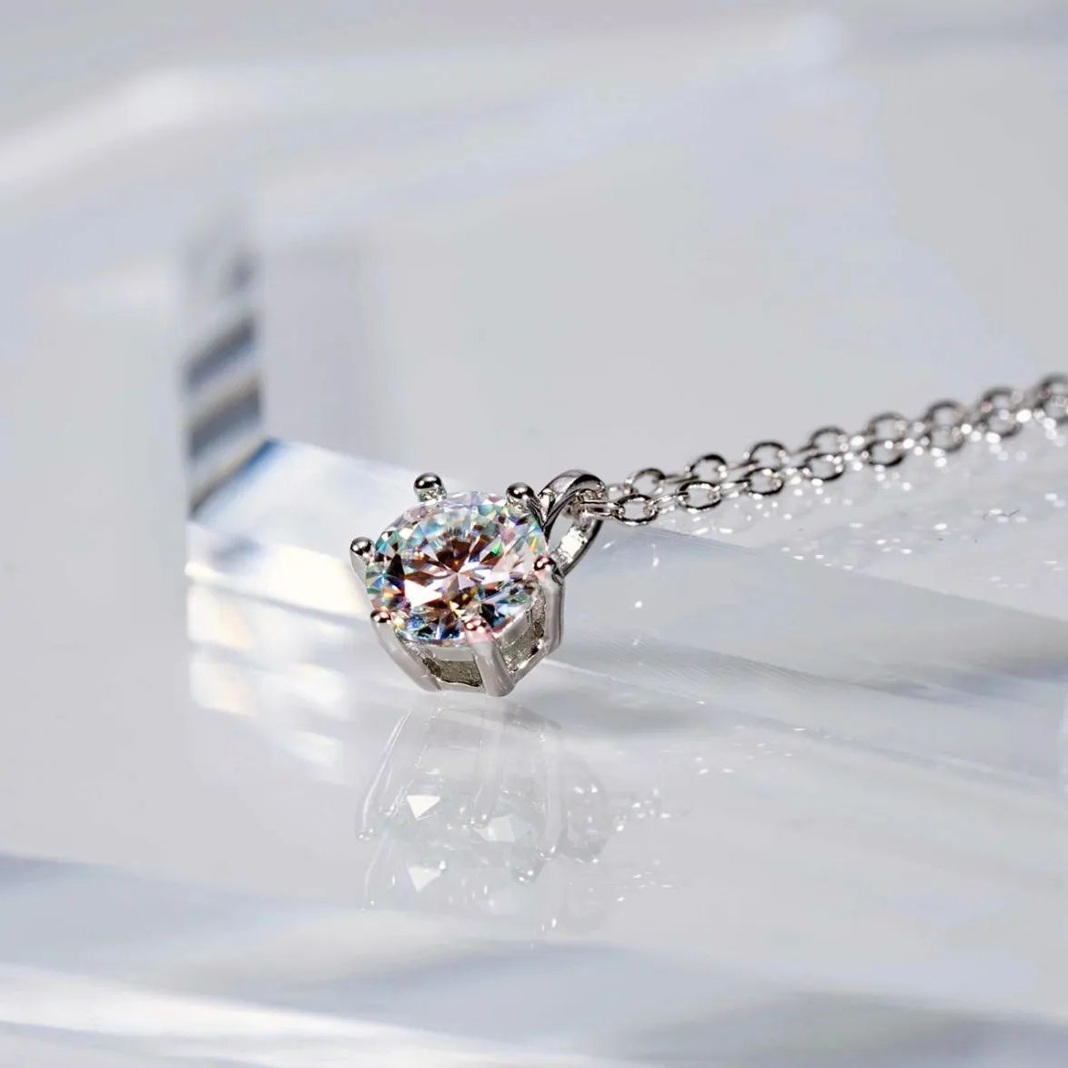 究極◇1ct モアサナイト 一粒ダイヤ ネックレス シルバー925