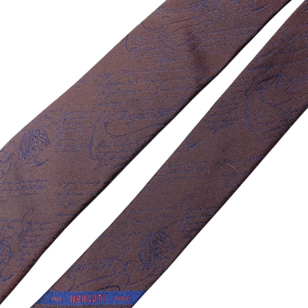美品 ベルルッティ カリグラフィ スクリットタイ ネクタイ レギュラー