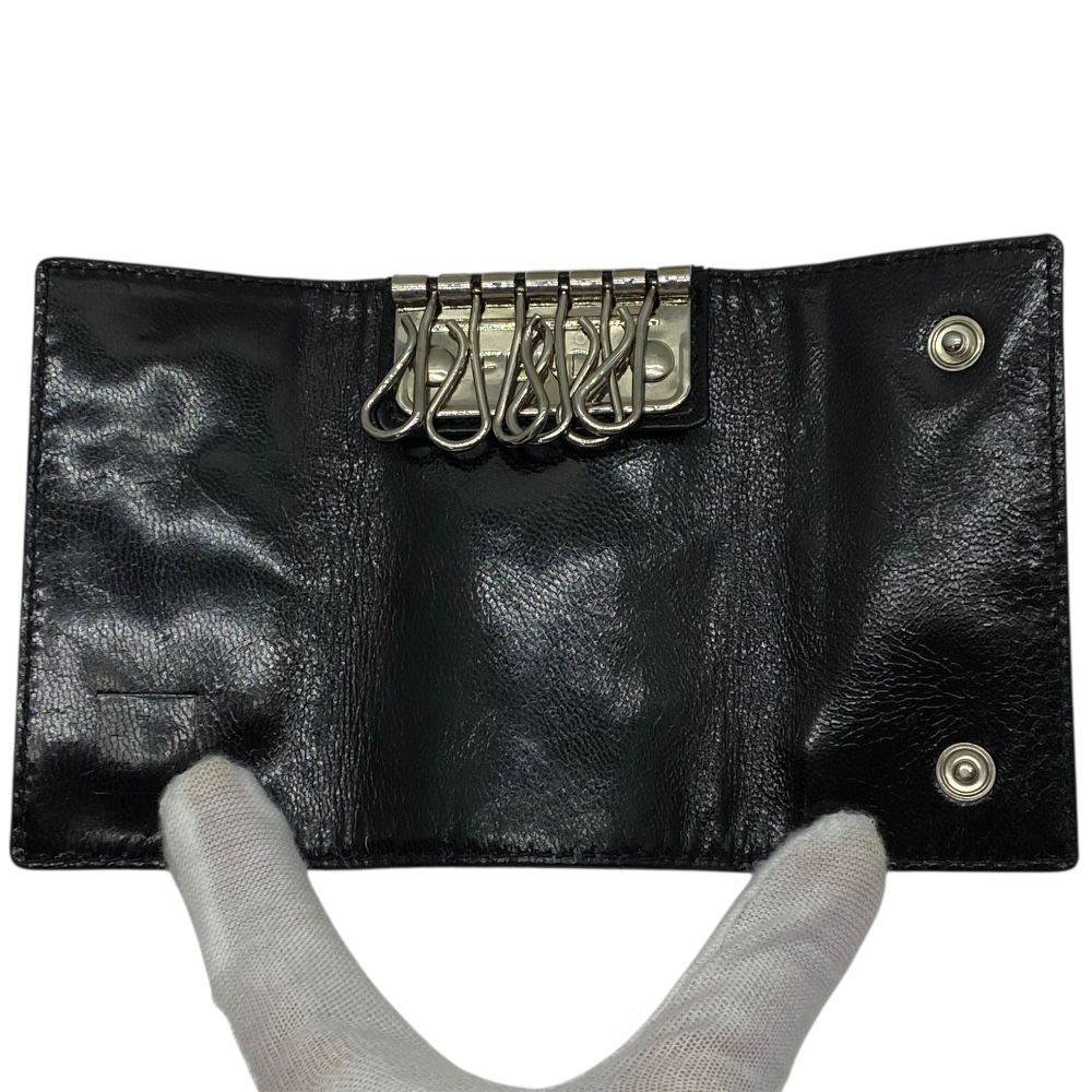 フェンディ ズッカ 6連 キーケース ロゴ コンパクト レザー ブラック