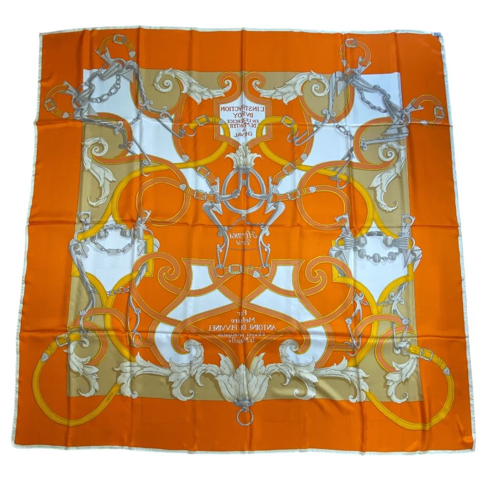 美品 エルメス スカーフ カレ140 大判 ストール LINSTRVCTION DV ROY