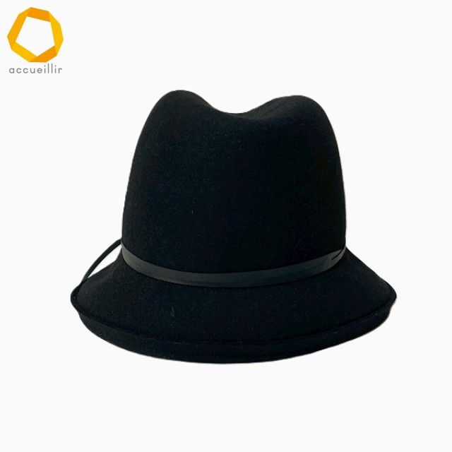 ヨウジヤマモト黒　中折れ帽　wool　未使用タグ付き wnzh ヨウジヤマモト YohjiYamamoto 帽子 ハット 黒 中折れ帽 ウール