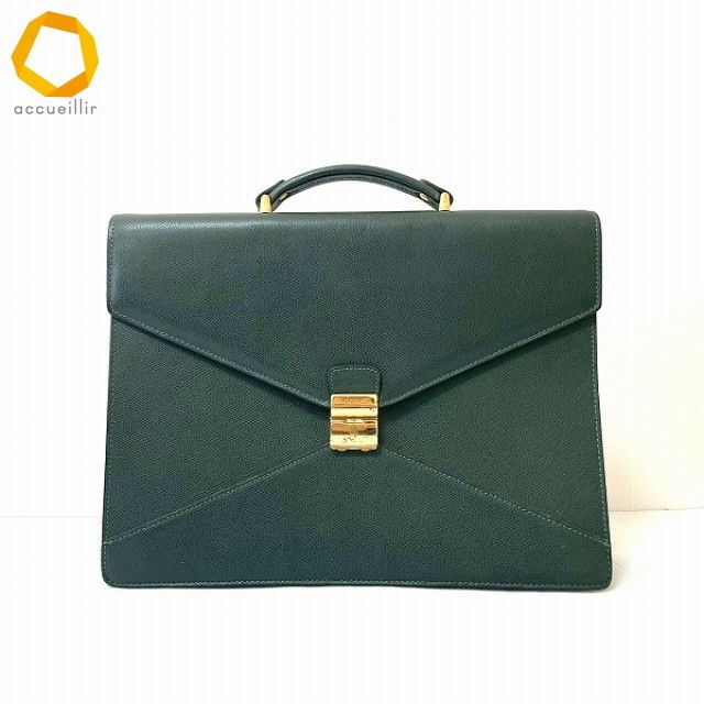 #anb Lancel Lancel Briefcase Document Bag Business Bag Green Leather Dial Lock Made in France for Men [878223]