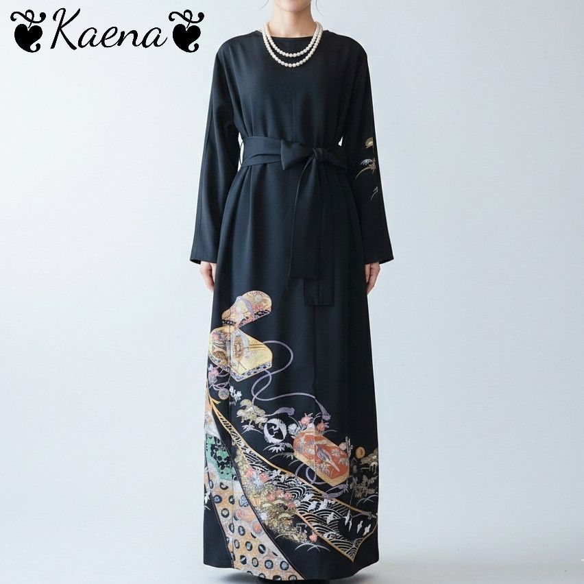 ❦Kaena❦ 着物リメイク 大きいサイズ ロング ワンピース ドレス A