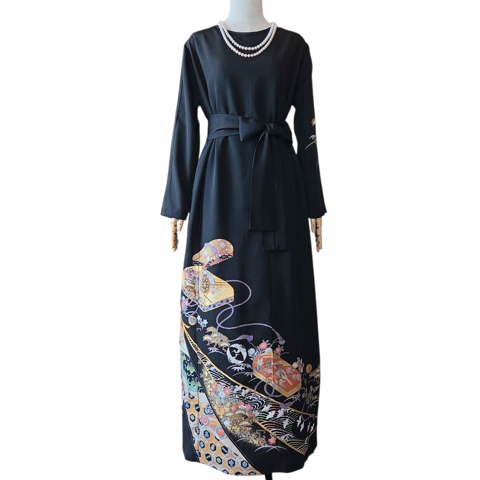 ❦Kaena❦ 着物リメイク 大きいサイズ ロング ワンピース ドレス A