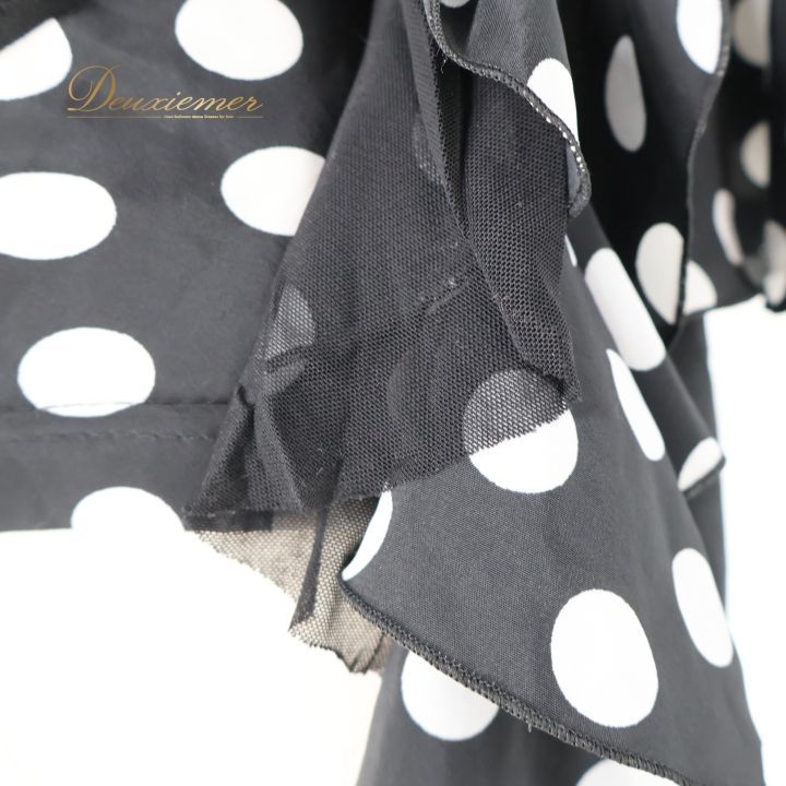 フラメンコ 衣装 トップス ブラウス ブラック系 イチオク 黒 白 水玉