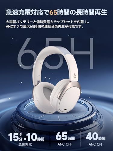 Edifier W80 ワイヤレスヘッドホン アクティブノイズキャンセリング