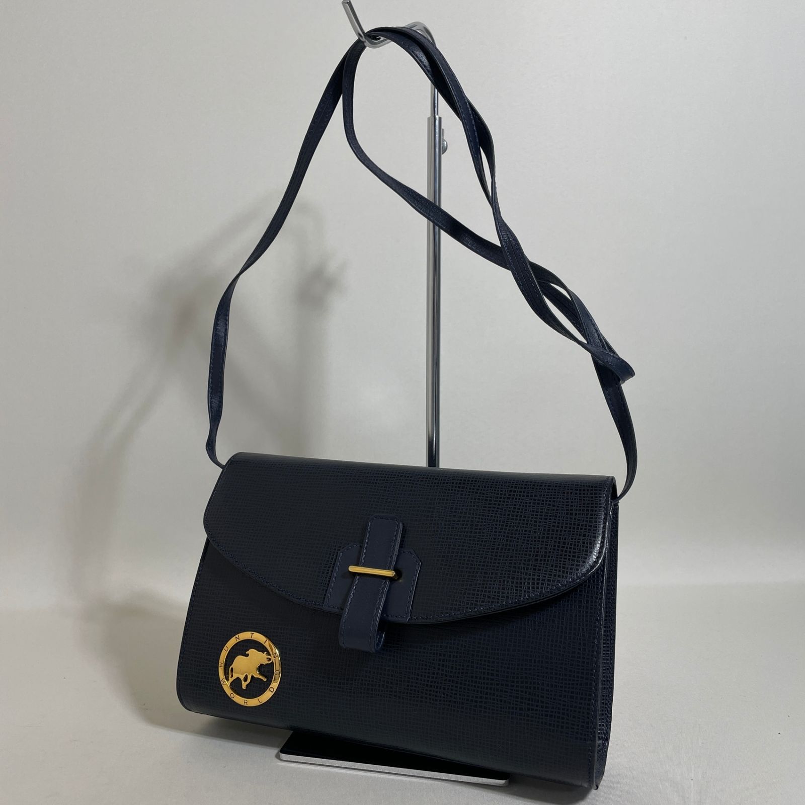 ハンティングワールド ショルダーバッグ レザー 金具 2way 大容量 多機能 2512-271｜美品｜ハンティングワールド ショルダーバッグ レザー