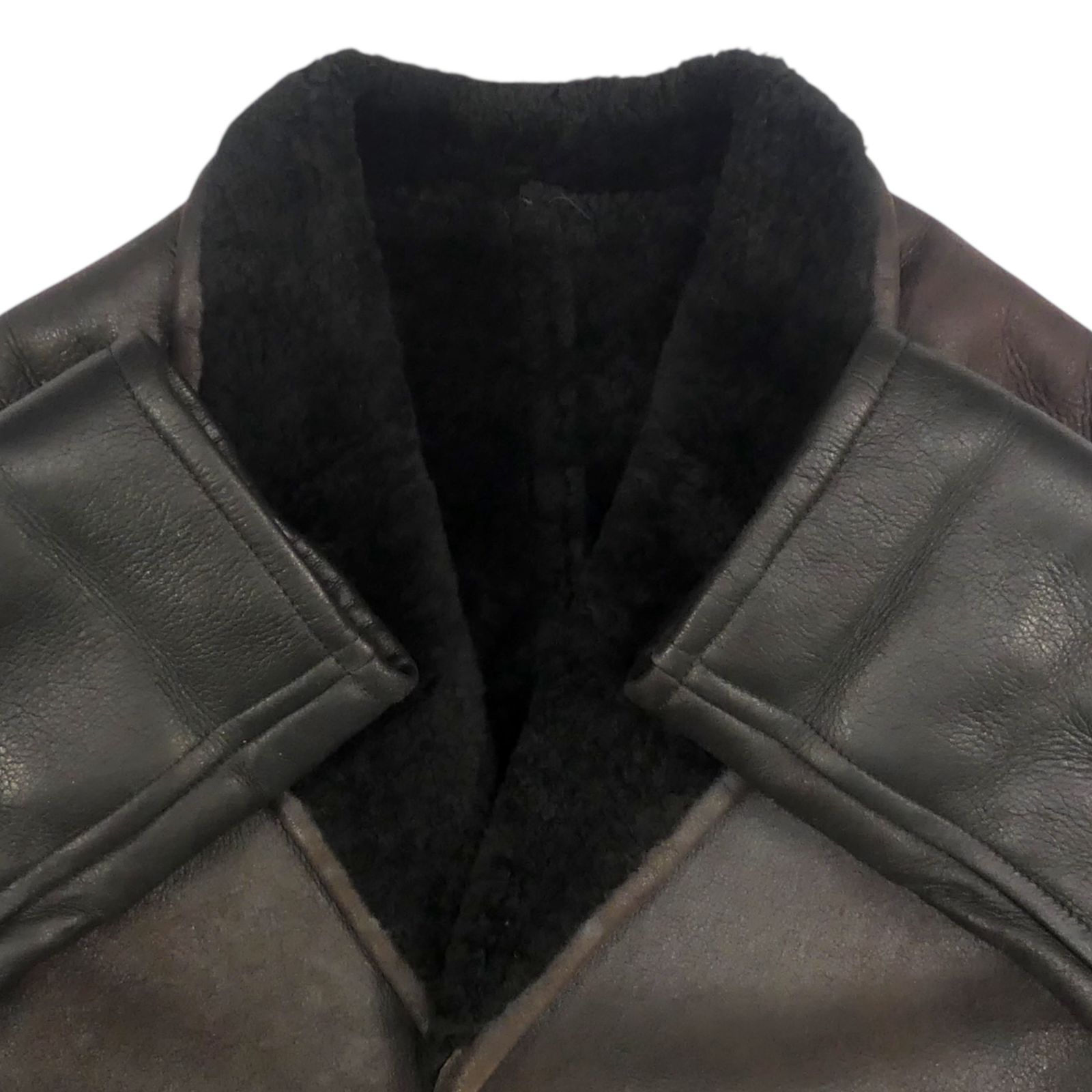 ムートンジャケット L ムートンコート 黒 レザー メンズ 古着 ムートン