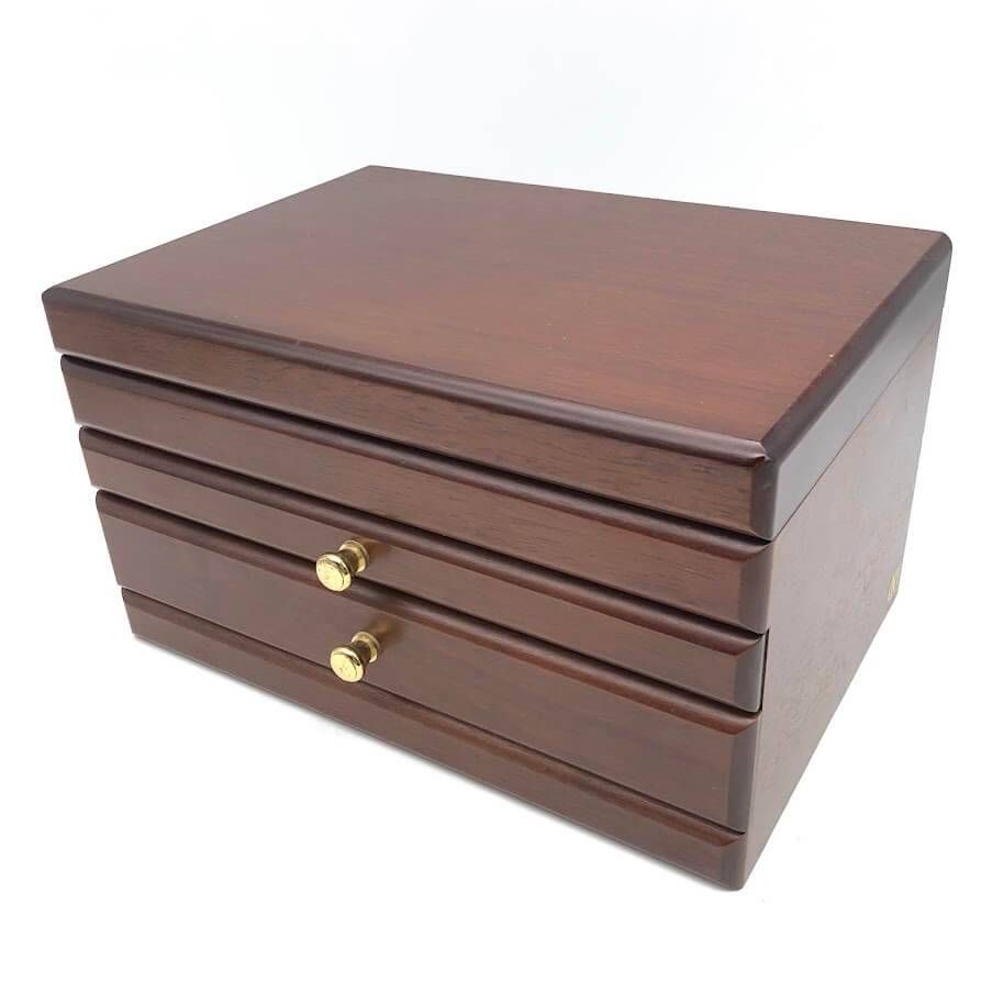 木製アクセサリーケース　ジュエリーボックス ミラー付き ss8340 【中古】 ロジエ ジュエリーボックス 引出2杯 木製