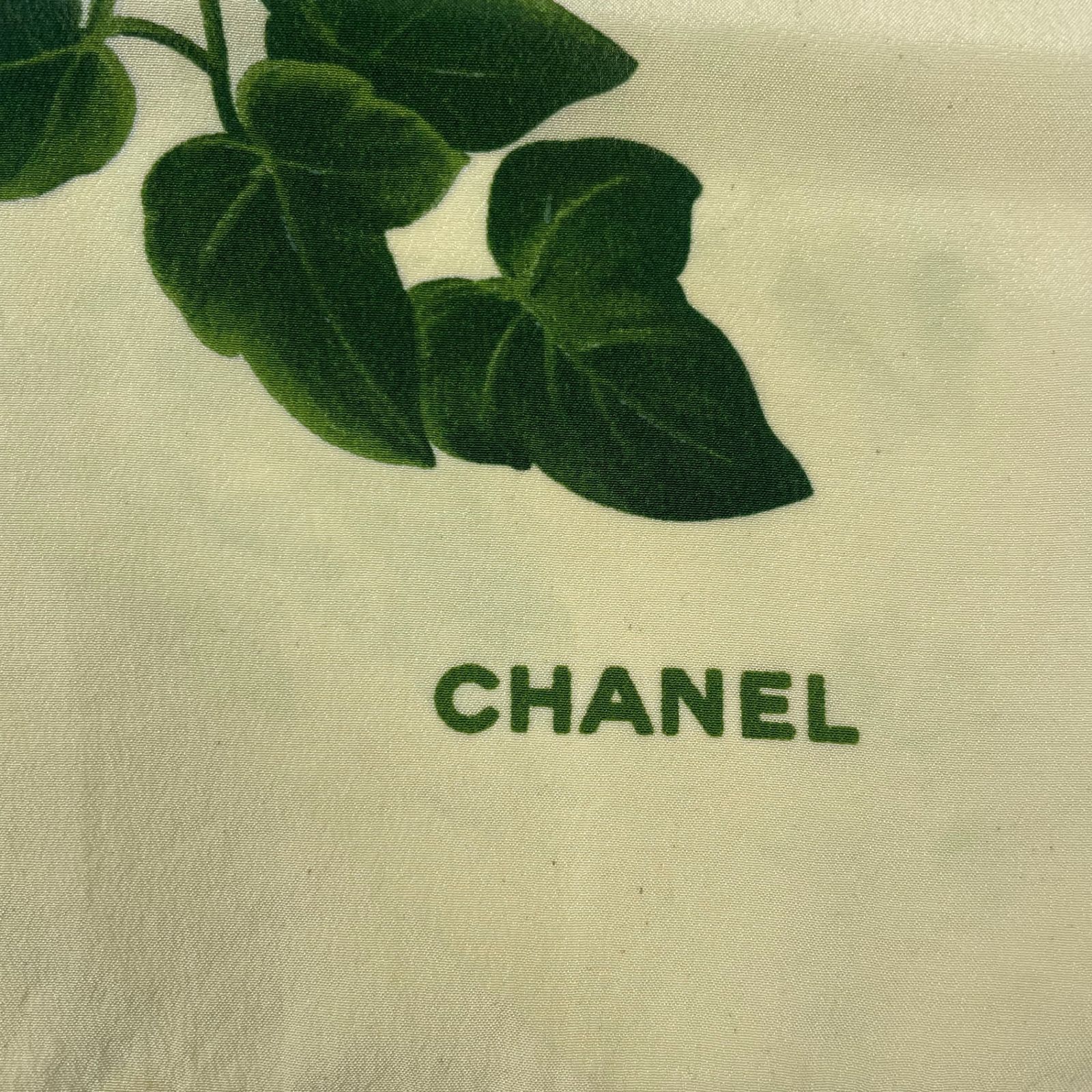 極美品 CHANEL シャネル スカーフ シルク カメリア 花柄 イエロー