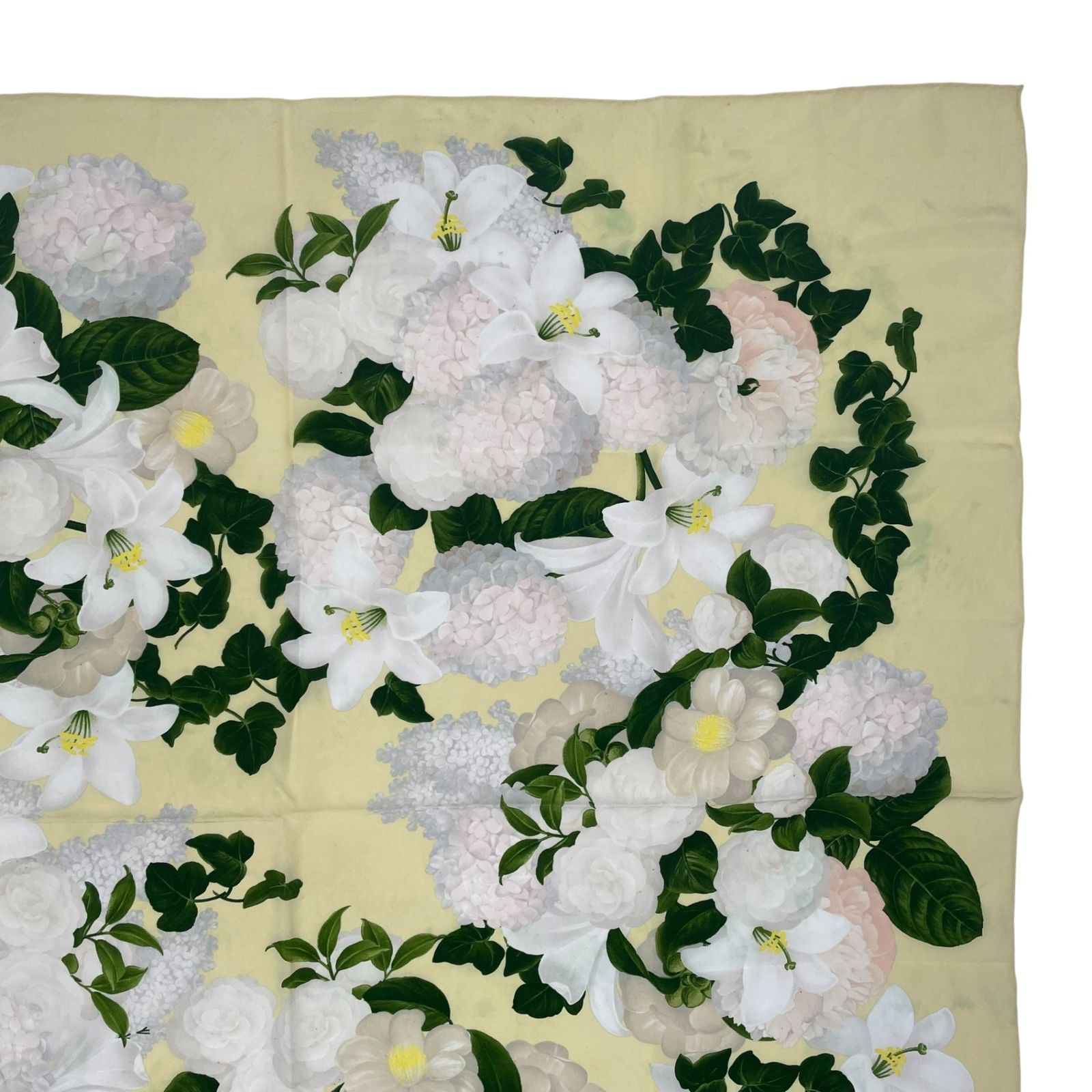 極美品 CHANEL シャネル スカーフ シルク カメリア 花柄 イエロー