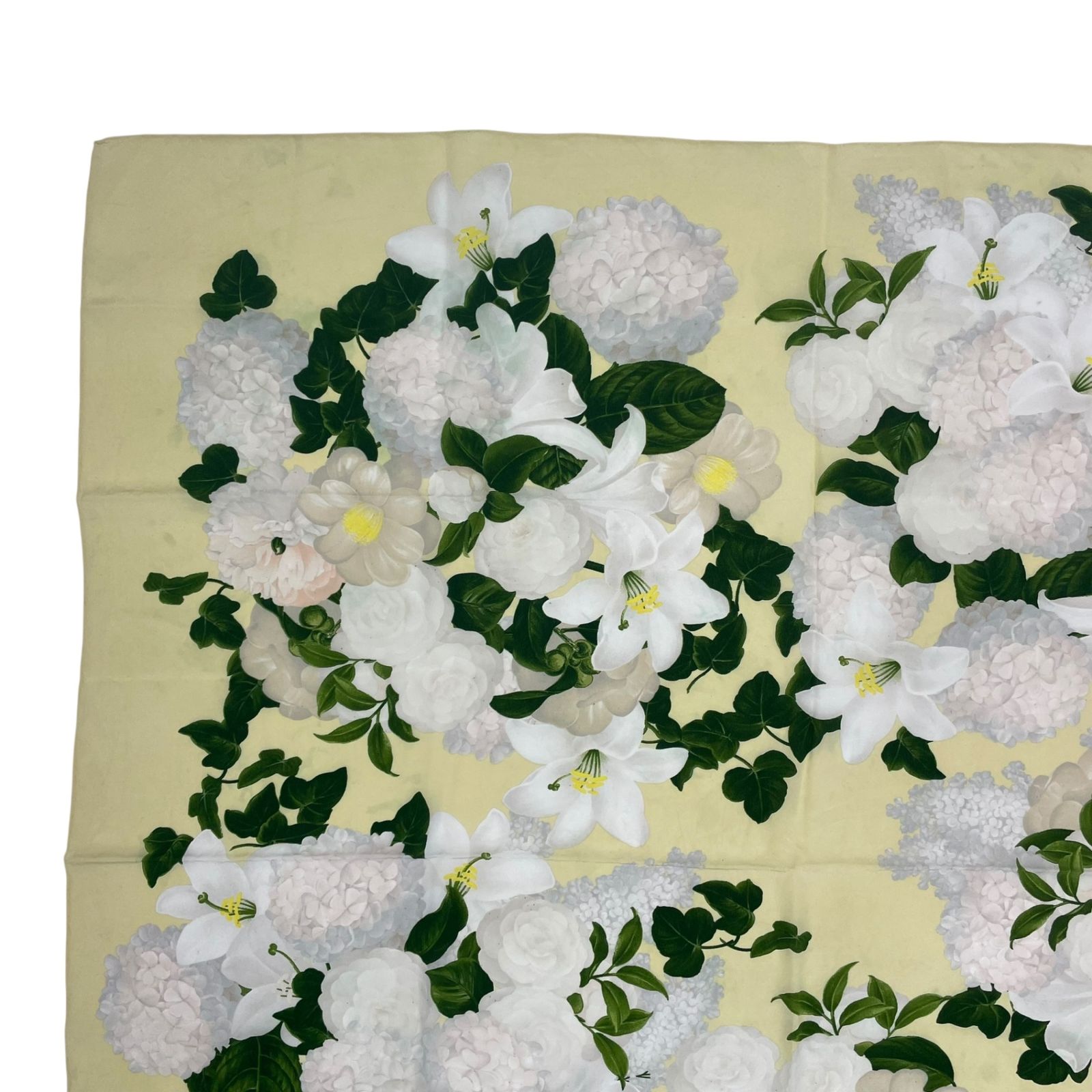 極美品 CHANEL シャネル スカーフ シルク カメリア 花柄 イエロー
