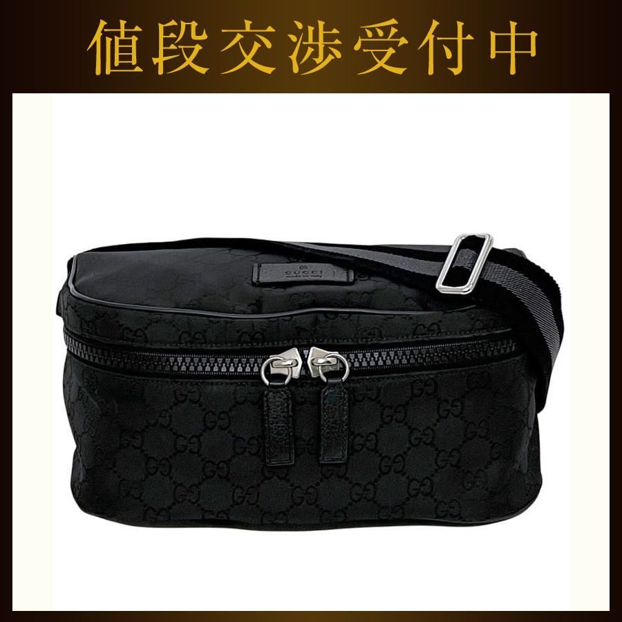 グッチ ボディバッグ ブラック GGナイロン 449182 美品 ナイロン