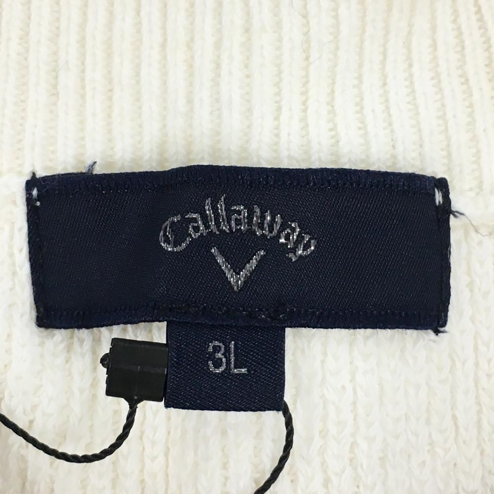 新品】キャロウェイ ニットベスト 白 ロゴ刺しゅう 麻混 メンズ 3L