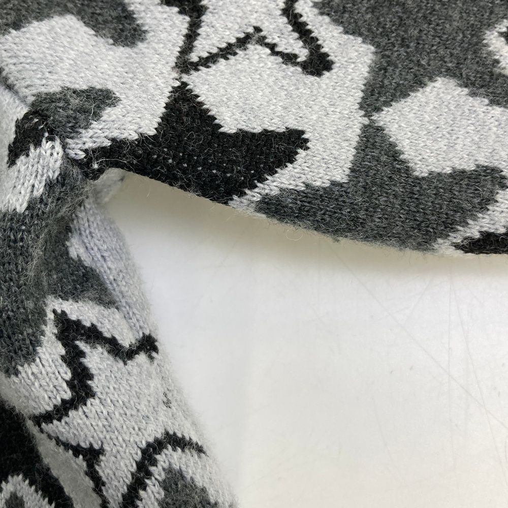 サイズ：L PING ピン 裏地付 ニット ジップジャケット 星 総柄