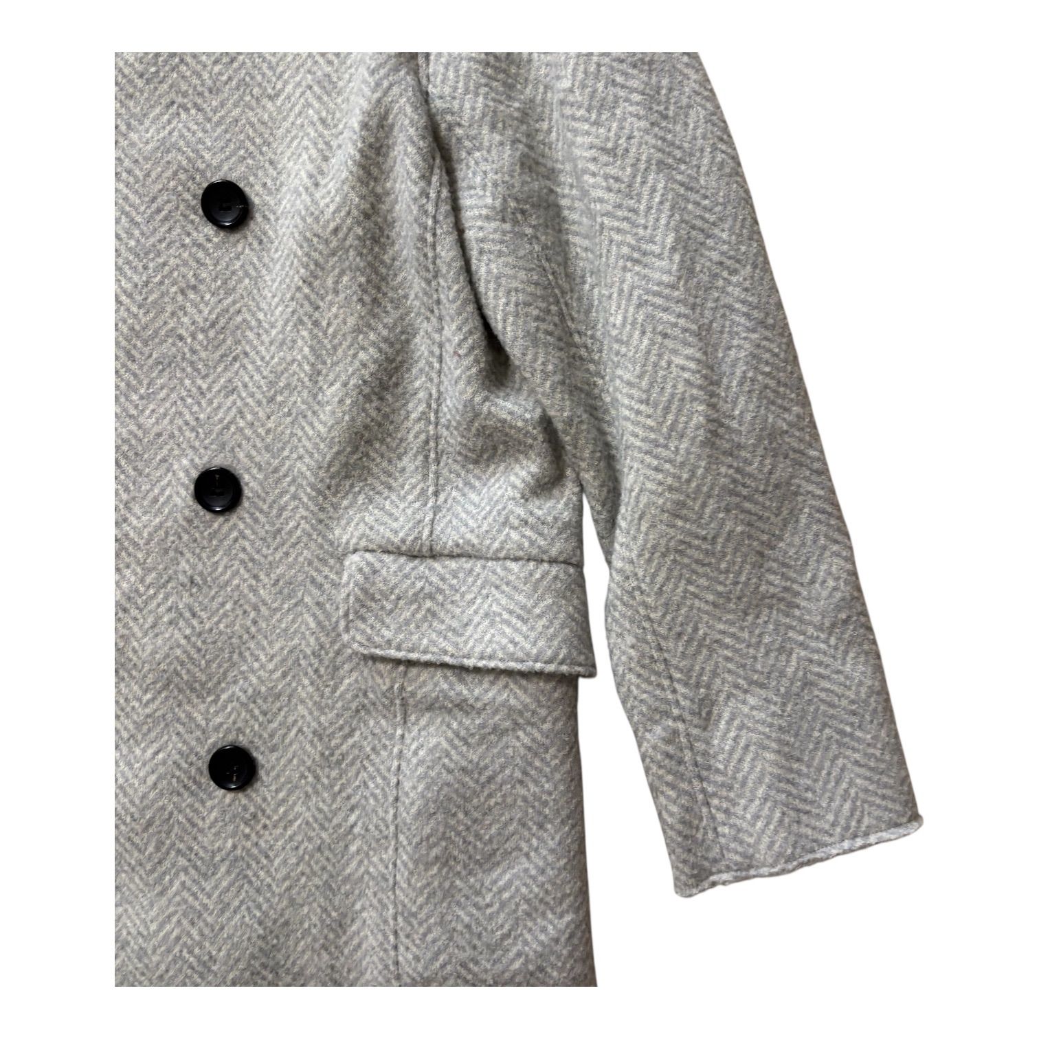 MACPHEE ヘリンボーン ダブルロングコート グレー 36 レディース 上品