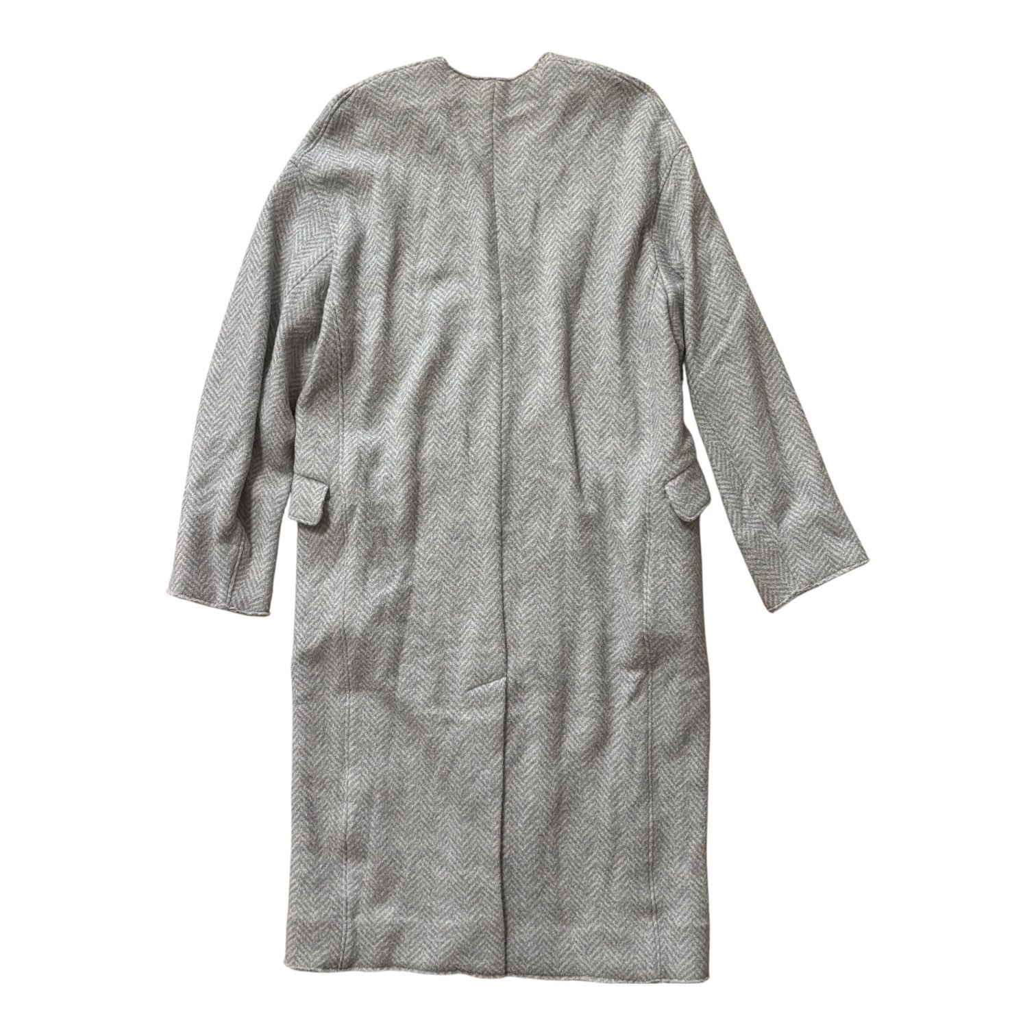MACPHEE ヘリンボーン ダブルロングコート グレー 36 レディース 上品