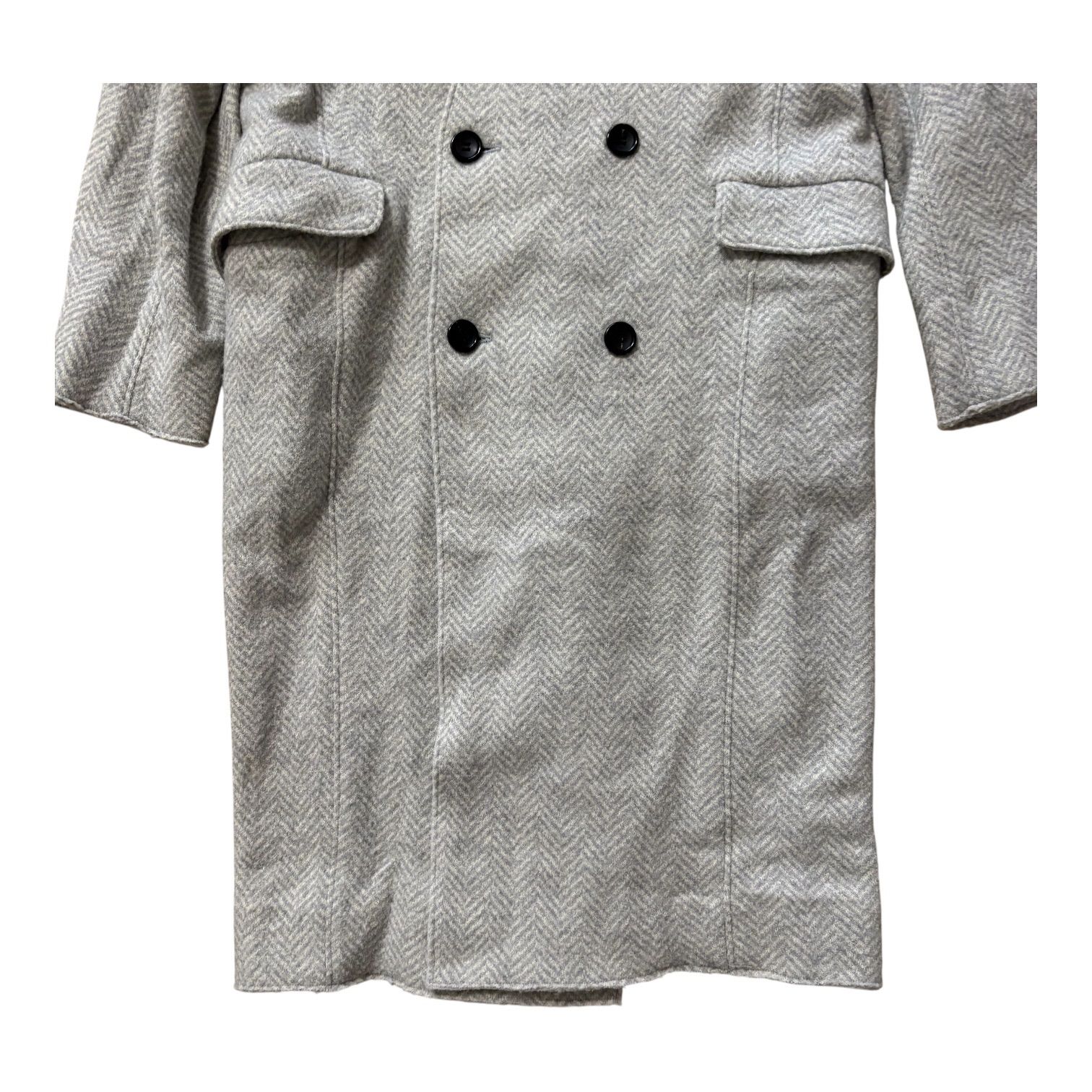 MACPHEE ヘリンボーン ダブルロングコート グレー 36 レディース 上品