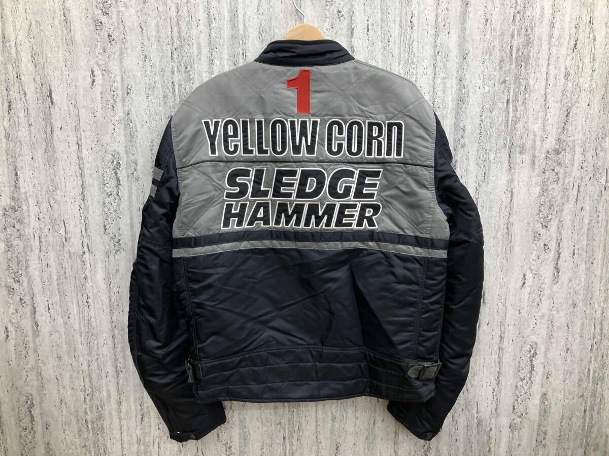 Yellow Corn RACING シングルライダースジャケット グレー 3L BB-8303