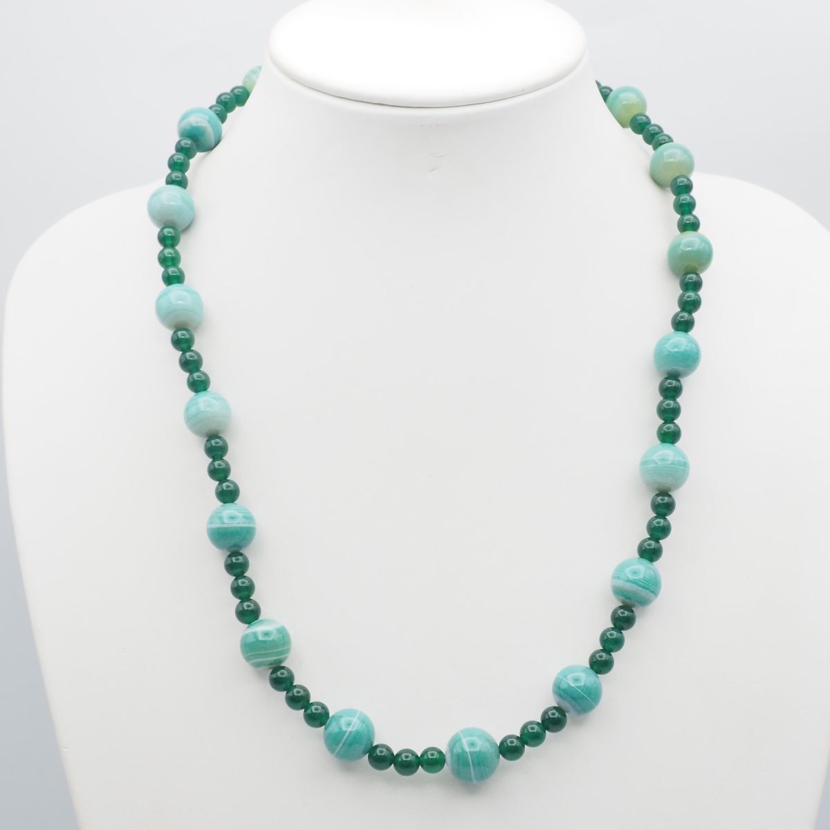 J547 グリーンアゲート 緑瑪瑙 メノウ SV刻印 ネックレス デザイン