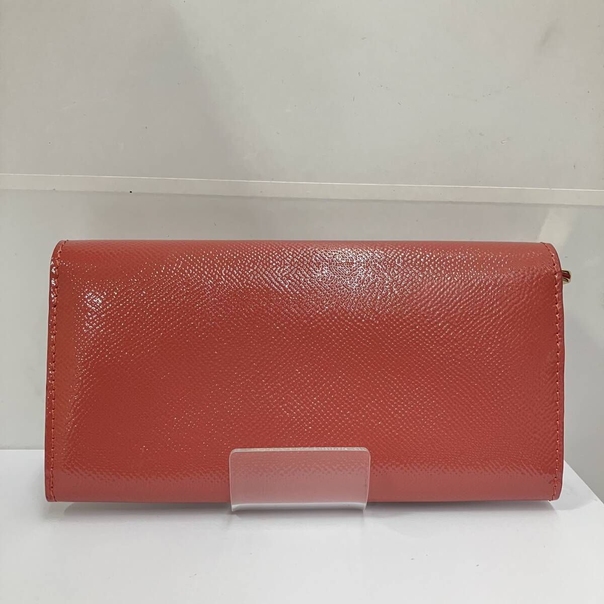 美品 Burberry バーバリー エナメル パテントレザー ピンク ロング 
