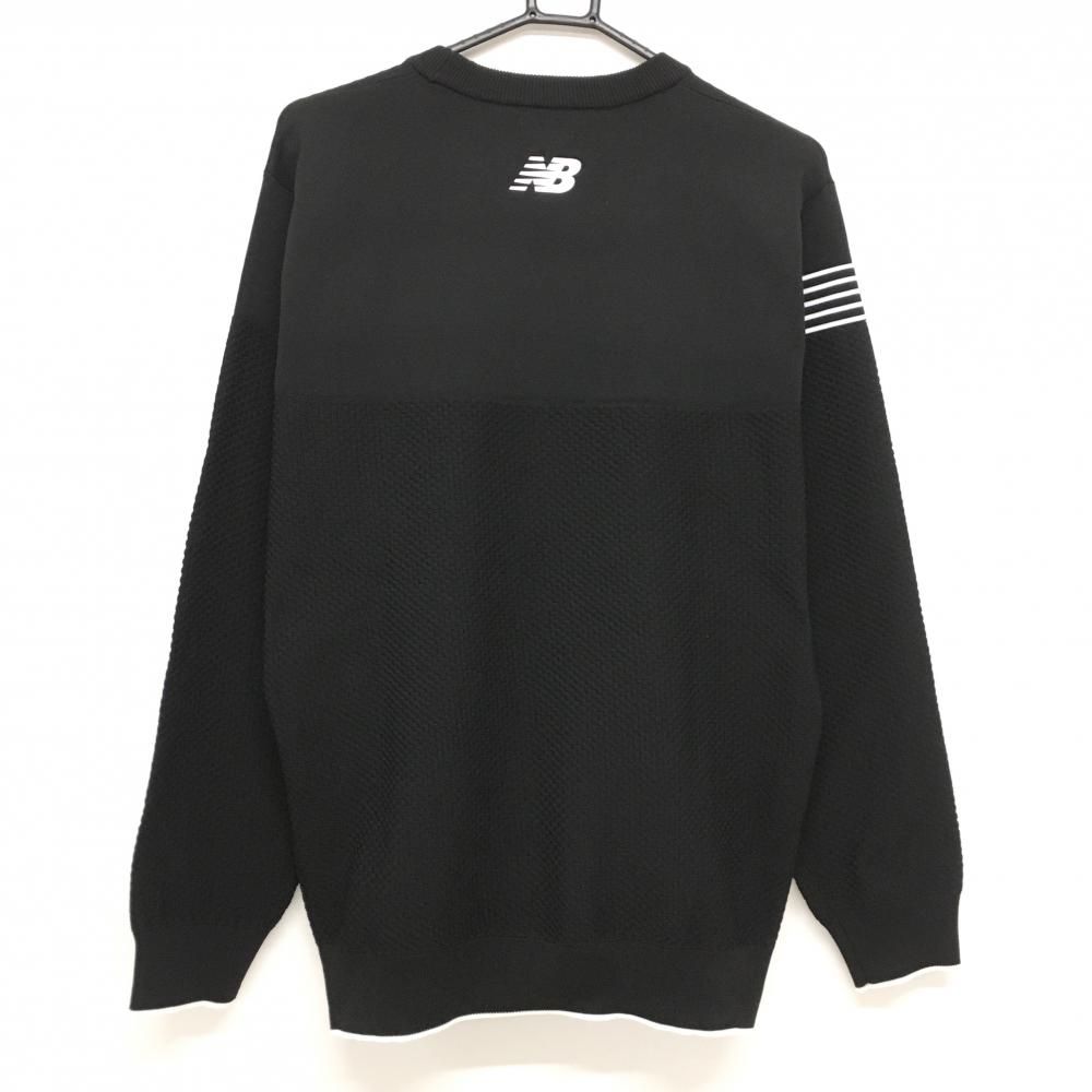 超美品】ニューバランスゴルフ セーター 黒×白 胸ボーダー 下部凹凸