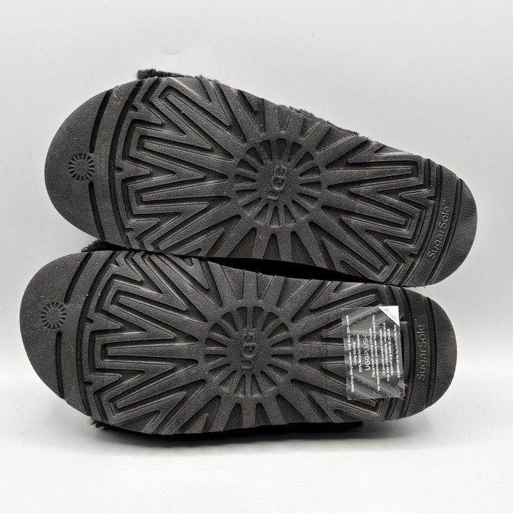 新品】UGG モコモコサンダル ブラック USA8/JP25cm ファズ シュガー