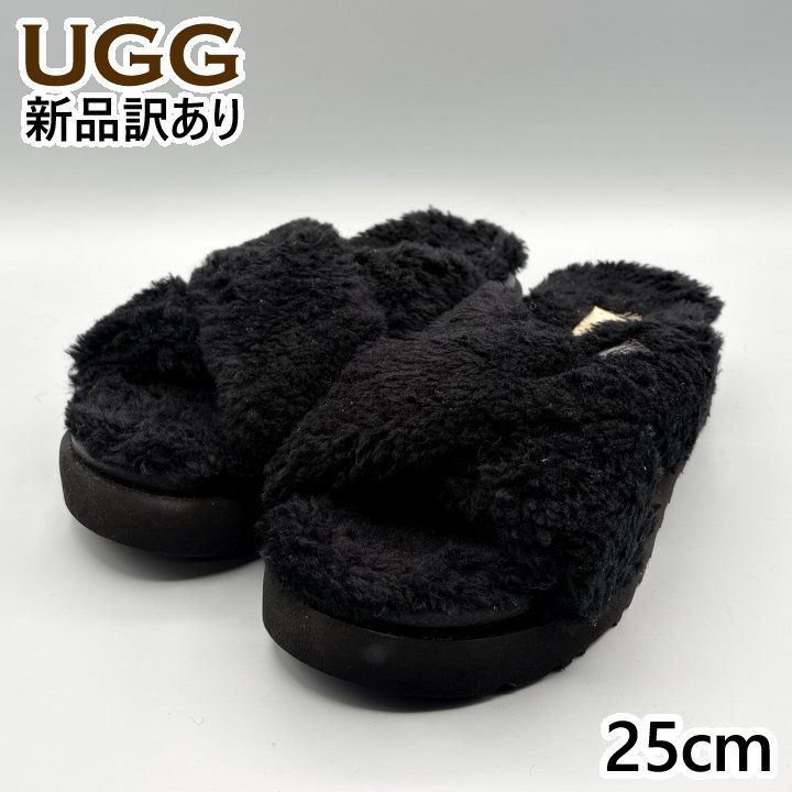 新品】UGG モコモコサンダル ブラック USA8/JP25cm ファズ シュガー