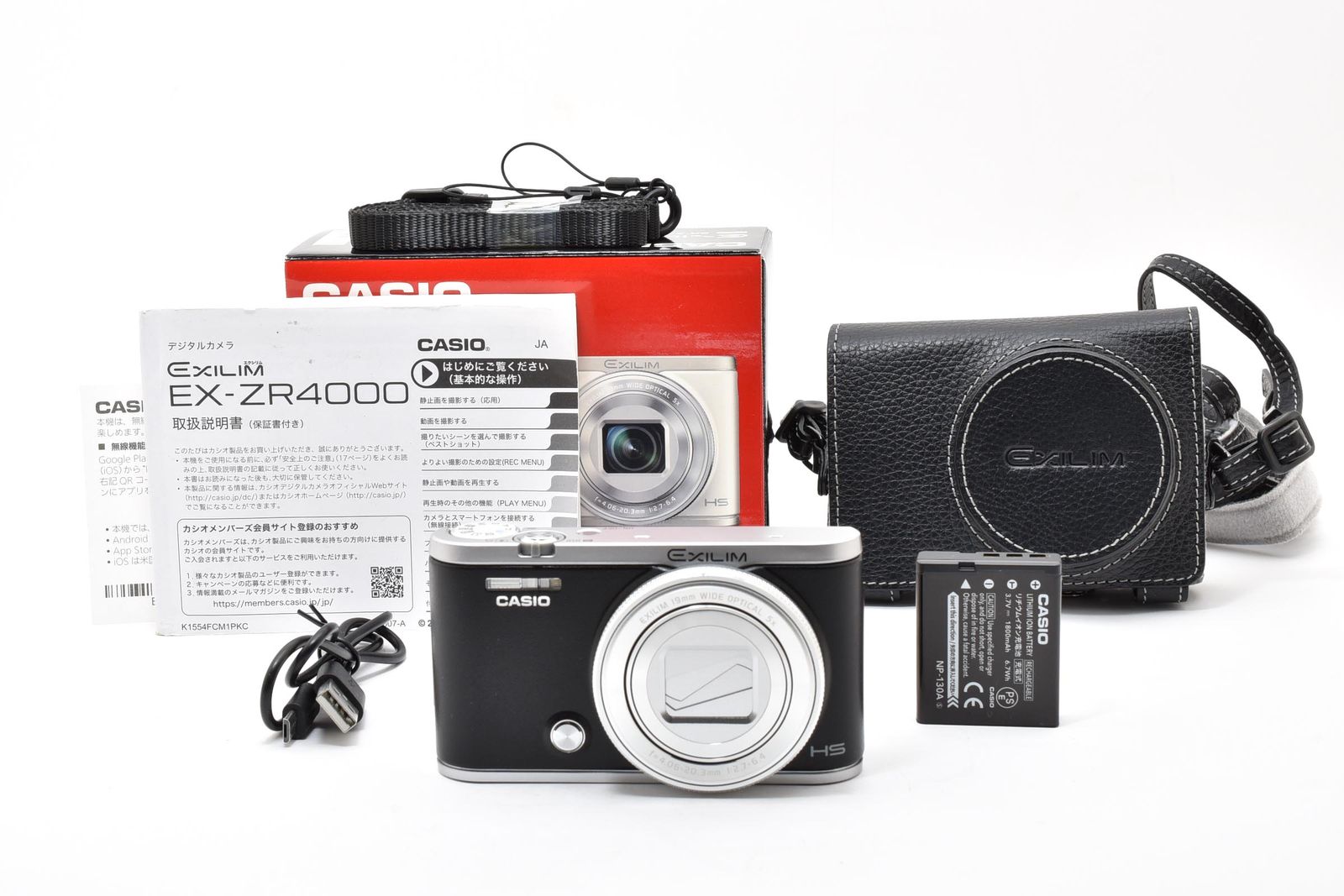 □ 美品 □ カシオ CASIO EX-ZR4000 ブラック ≪革ケース＆元箱付 動作