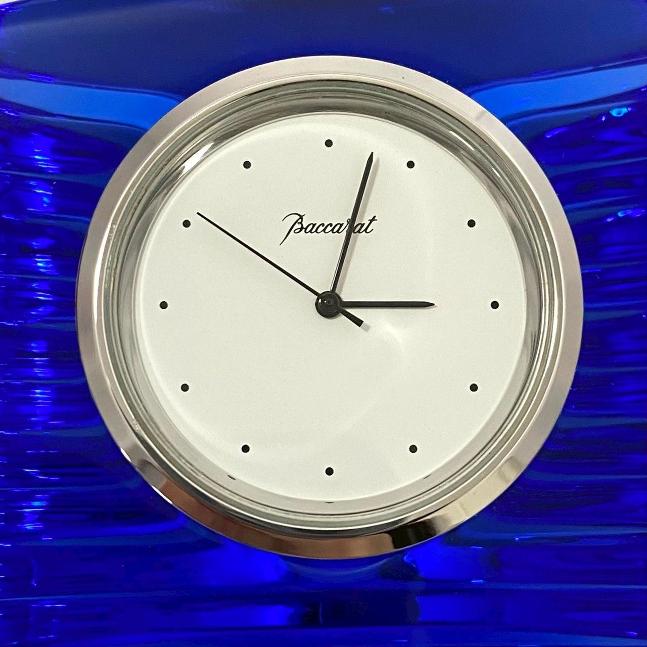 M【Baccarat】ラランド クロック ブルー/青 クリスタル クォーツ 不動