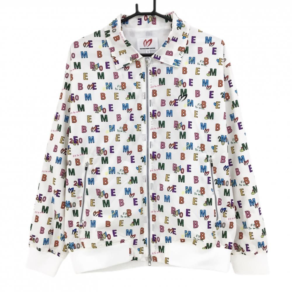 新品】マスターバニー ジャケットブルゾン 白×マルチカラー ロゴ総柄