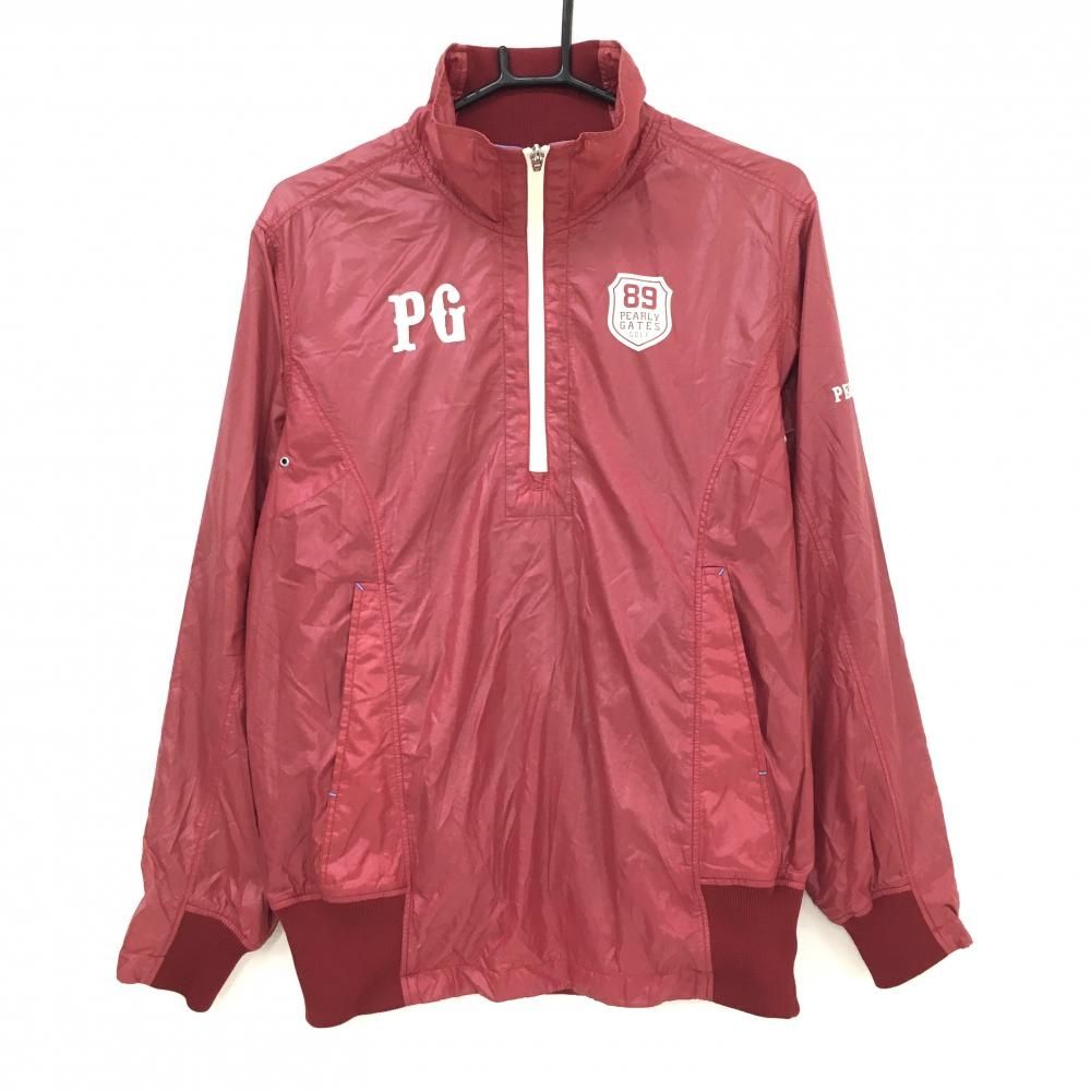 パーリーゲイツ ジャケットブルゾン レッド×白 ハーフジップ 裏地