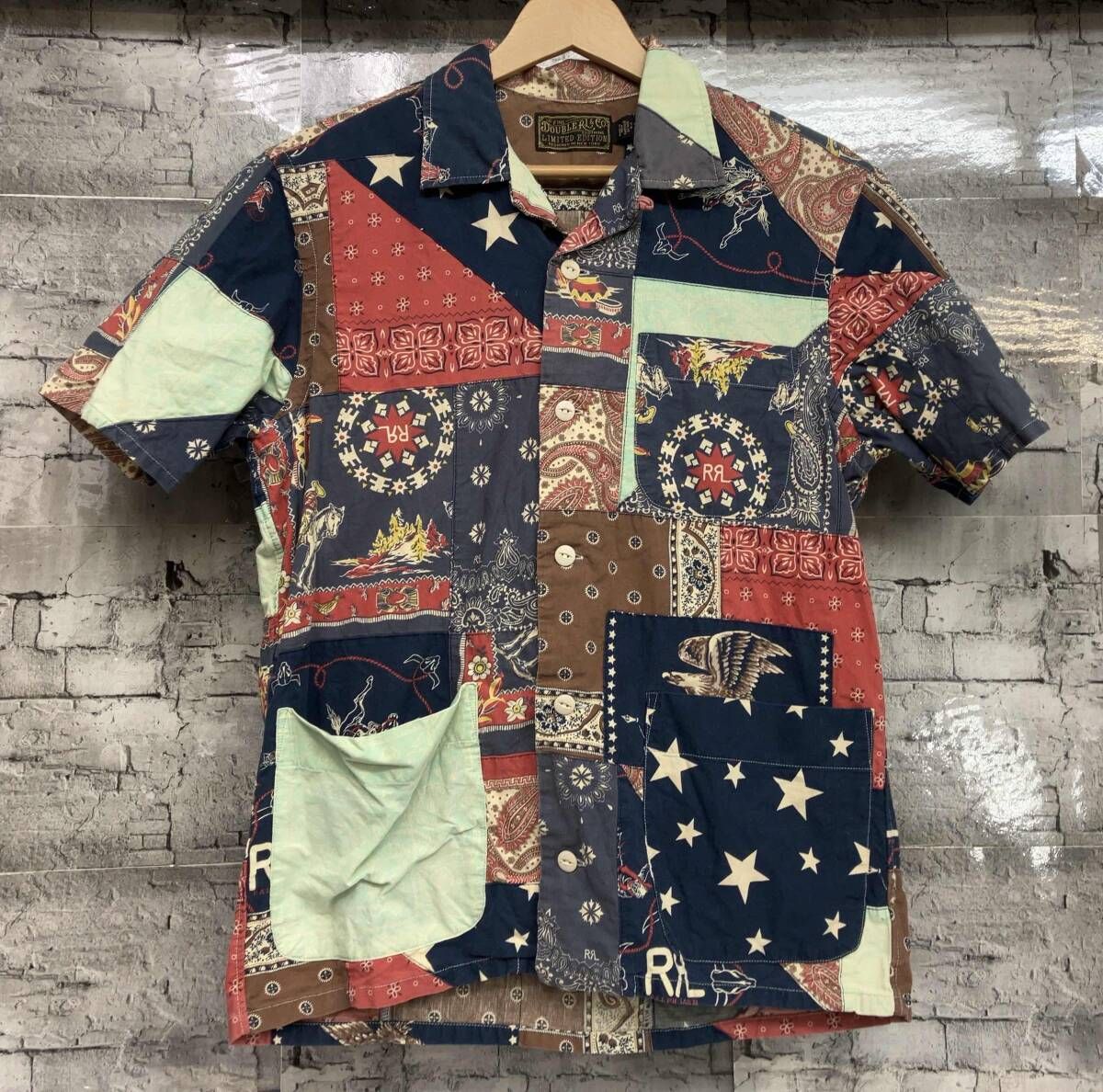 RRL RALPH LAUREN ダブルアールエル 半袖シャツ パッチワークシャツ 